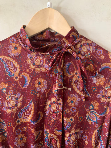 SPV: Vintage Melissa Petites Vintage Paisley Floral Maroon Dress