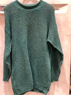 Vintage w's "Accordeon Cable-knit Fisherman Sweater w/ rolled collar/Made in USA-#0