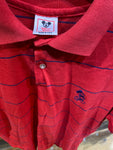 Vintage: Polo Shirt w/ Embroidered Mickey Chest Logo by "Disney Wear" Red w/blue stripes/#0