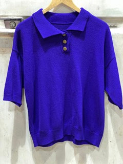 Vintage short sleeve knit shirt, with collar. #0