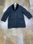 Vintage '60s M's Houndstooth Plaid Tweed "Land-N-Lakes" Overcoat w/Lined Brown Faux Fur Fleece Sz 42-43