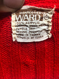 Vintage Montgomery Ward Red Cable-Knit Cardigan Vest/Sz: Large/ #0