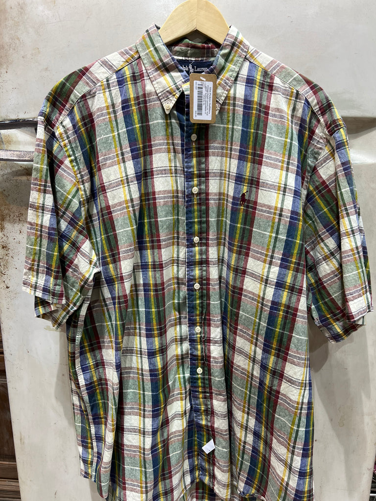 Vintage Ralph Lauren s/s Fall plaid button-down/Made in USA/Sz
