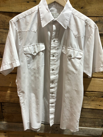 Vintage Ranch & Town White Pearlsnap s/s with detailing Sz:16