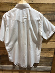 Vintage Wrangler White Pearlsnap s/s with detailing Sz:16 1/2-34 "Cowboy Cut"